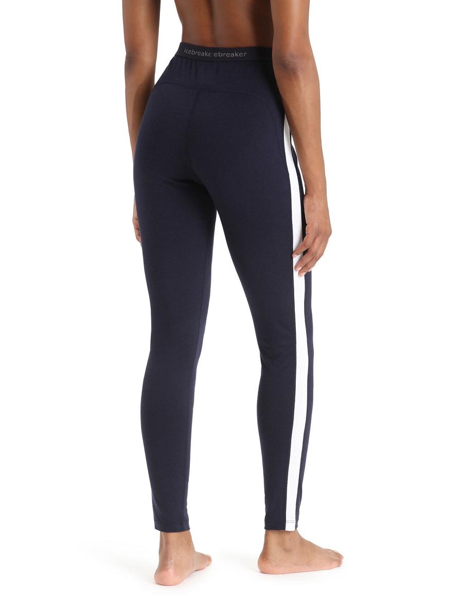 Midnight Navy / Snow Women's Icebreaker Merino 200 Sonebula Thermal Leggings | USA 1535GSOL